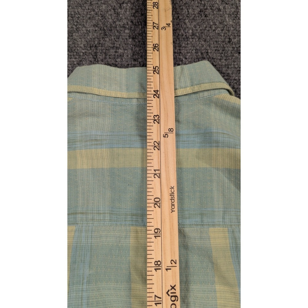 Woolrich Women's Green Striped Cotton Short Sleeve Button Front Shirt Medium - Picture 10 of 11